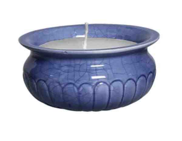 CACHEPOT REDONDO TACA C/ VELA P AZUL NOVO