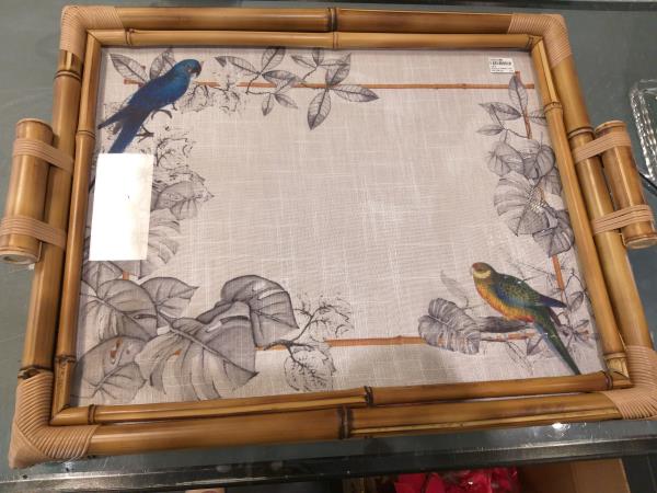 BANDEJA BAMBU DUPLA COLORFULL BIRDS G