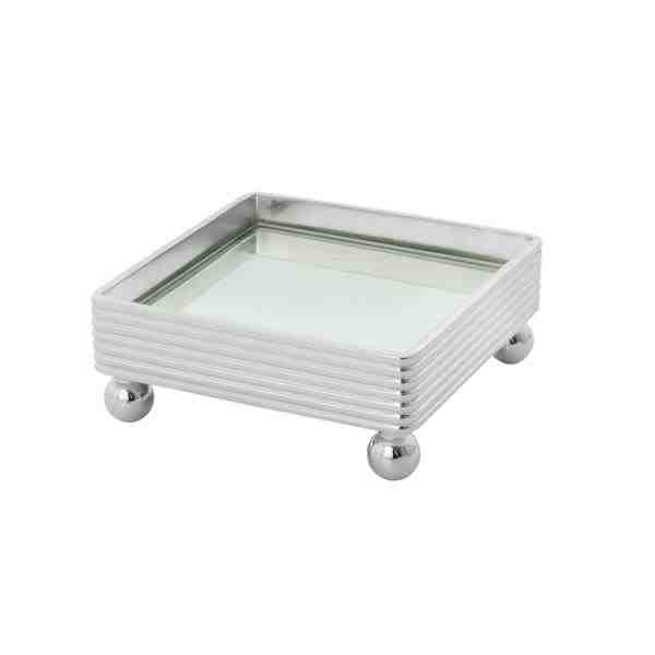 BANDEJA QUADRADA GALERIA LISTRADA C/FDO ESPELHO