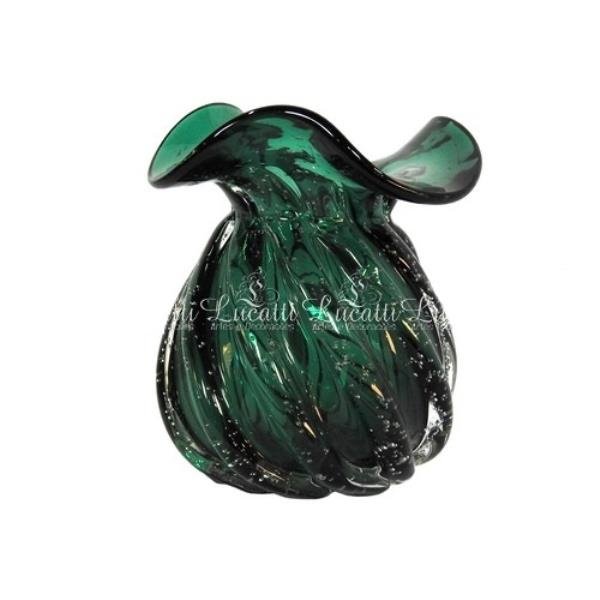 VASO DECOR EM VIDRO VERDE ESCURO