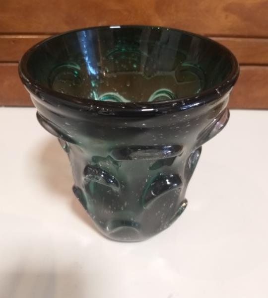VASO DECOR EM VIDRO VERDE ESCURO