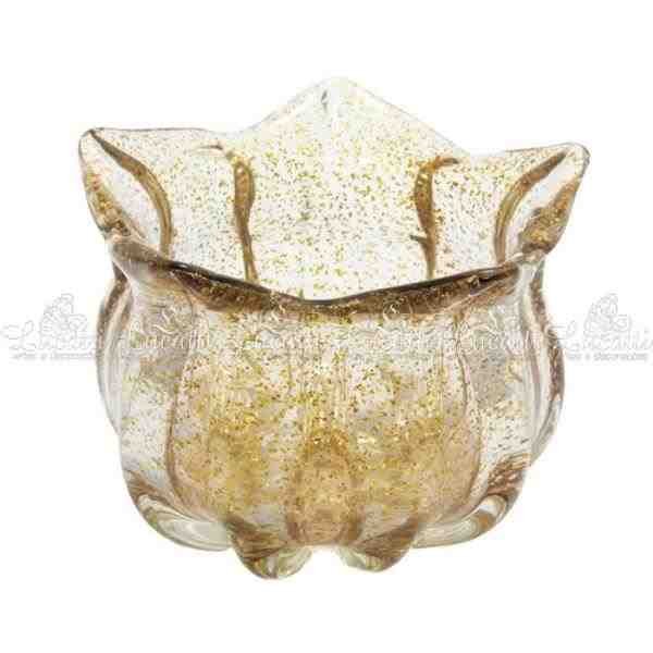 VASO DECOR EM VIDRO C/ DET DOURADO
