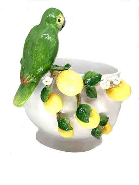 CACHEPOT COM LIMAO E PAPAGAIO