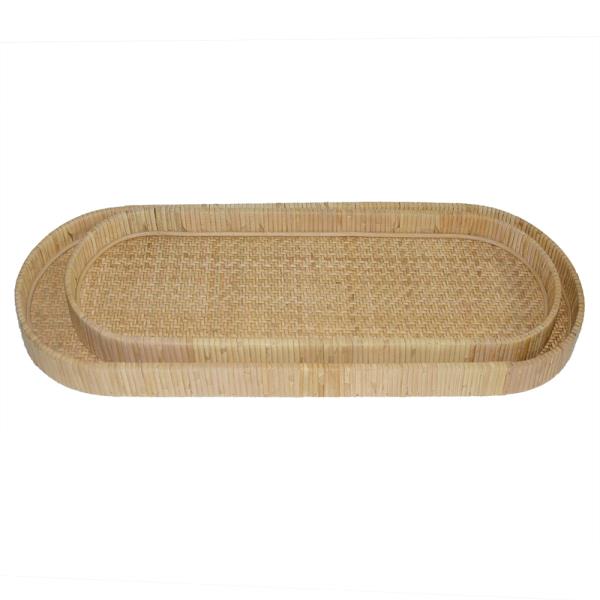 BANDEJA DE RATTAN E MADEIRA M