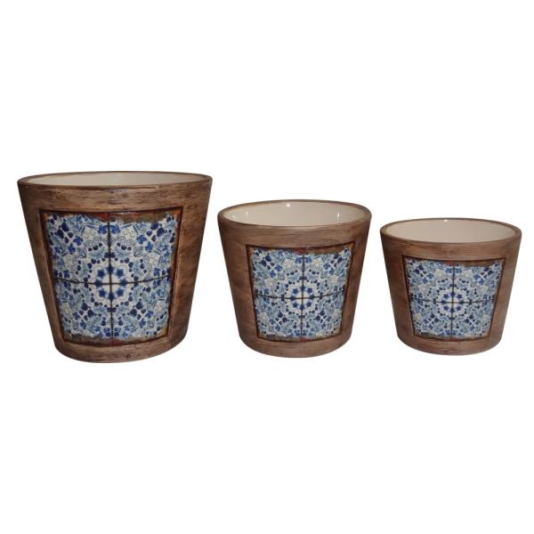 CACHEPOT DE CERAMICA AZUL P