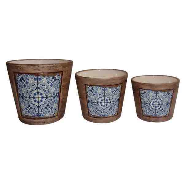 CACHEPOT DE CERAMICA AZUL G