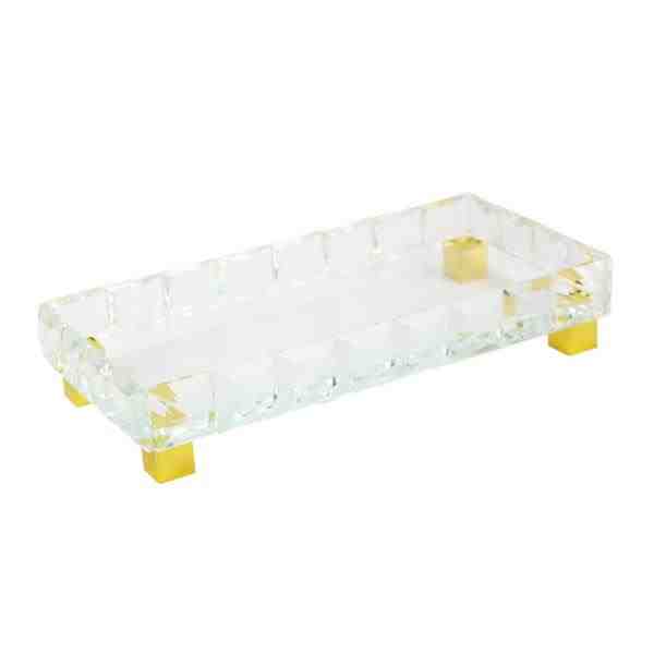 BANDEJA DE VIDRO E ACRILICO TRANSPARENTE