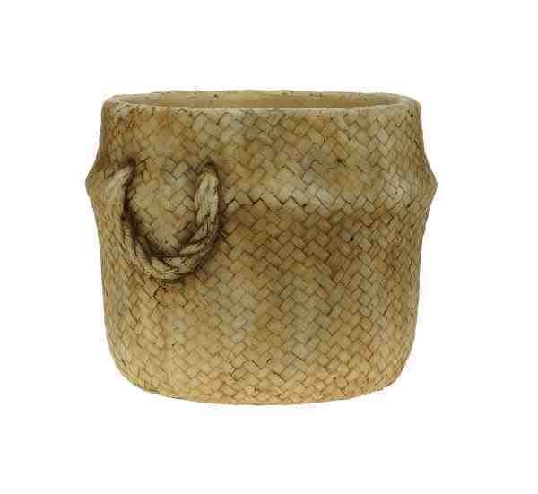 VASO DECOR CIMENTO PALHA 20X19X16CM