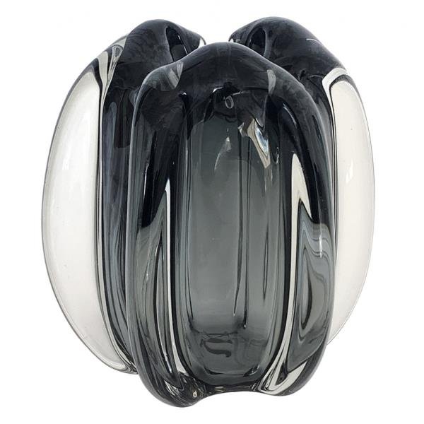 VASO DE VIDRO CINZA MURANO 14,5X14,5X16CM