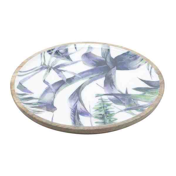 BANDEJA MADEIRA REDONDA FLOWER 35X3CM