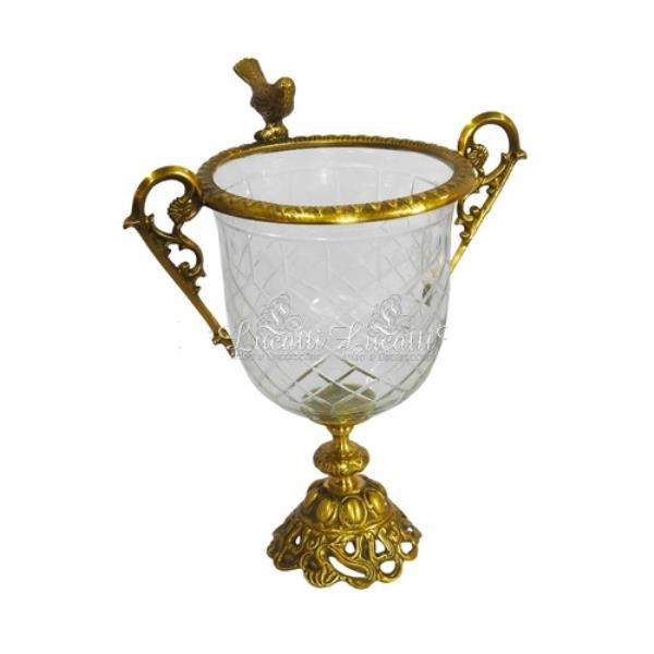 ANFORA P EM METAL E VIDRO