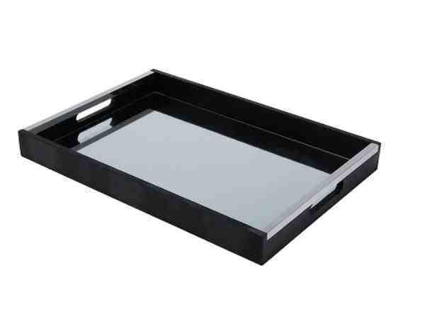 BANDEJA MAD C/ ESPELHO NATURALS PRETO 50X35X5CM