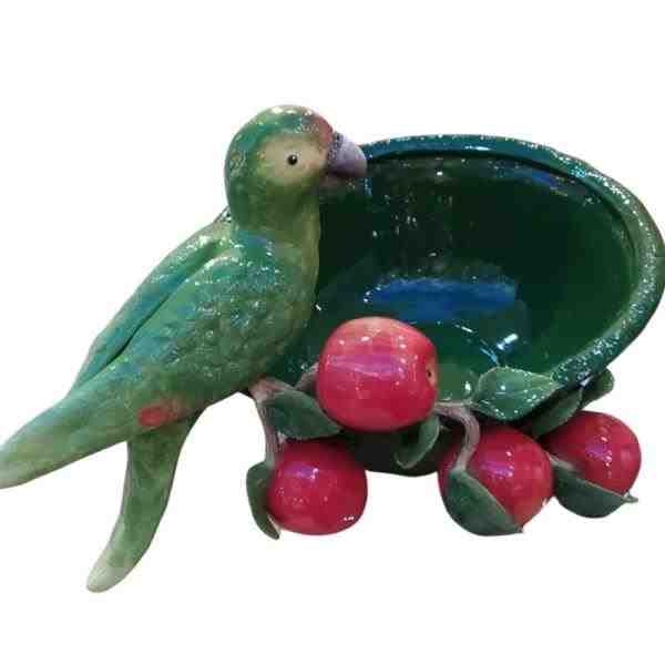 CACHEPOT COLONIAL S/ PE C/ GALHO DE MACA E PAPAGAIO