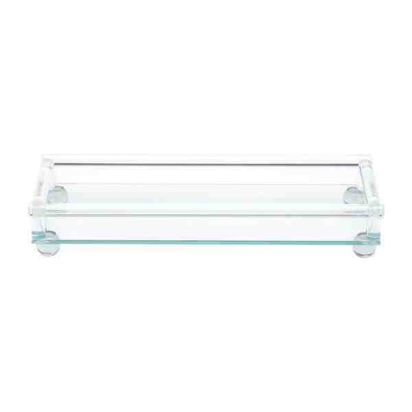 BANDEJA DEC VIDRO C/ PE RETANG 33X12X6CM