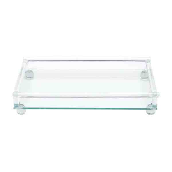 BANDEJA DEC VIDRO C/ PE RETANG 33X20X6CM