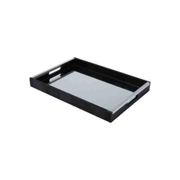 BANDEJA MAD. C/ ESPELHO NATURALS PRETO 40X30X5CM