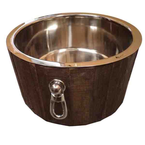 BALDE DE GELO MAD MARROM E PRATEADA 46,5X24,5CM