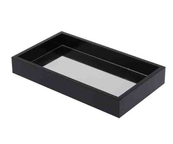 BANDEJA MAD. LAQ. PRETO C/ ESPELHO 30X17X5CM