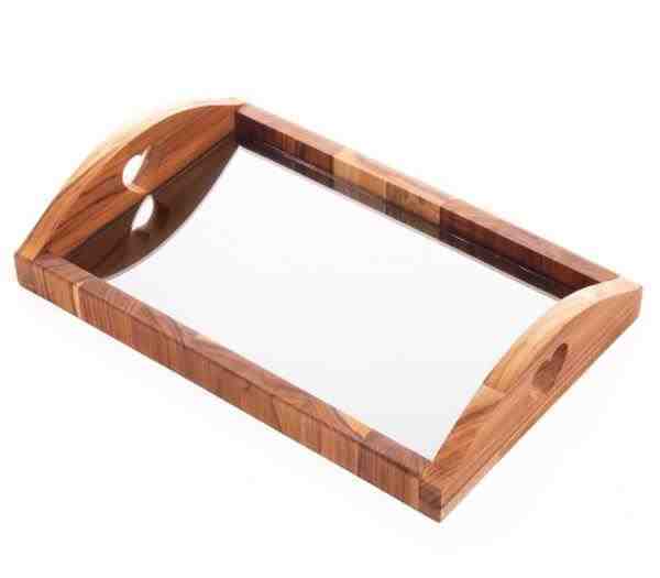 BANDEJA MAD C/ ESPELHO CORACAO TECA BLACK