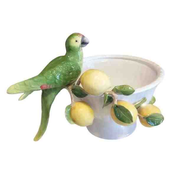 CACHEPOT COLONIAL C/ PE E ARARA NO GALHO LIMAO