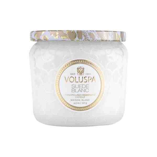 VELA POTE VIDRO +35H SUEDE BLANC