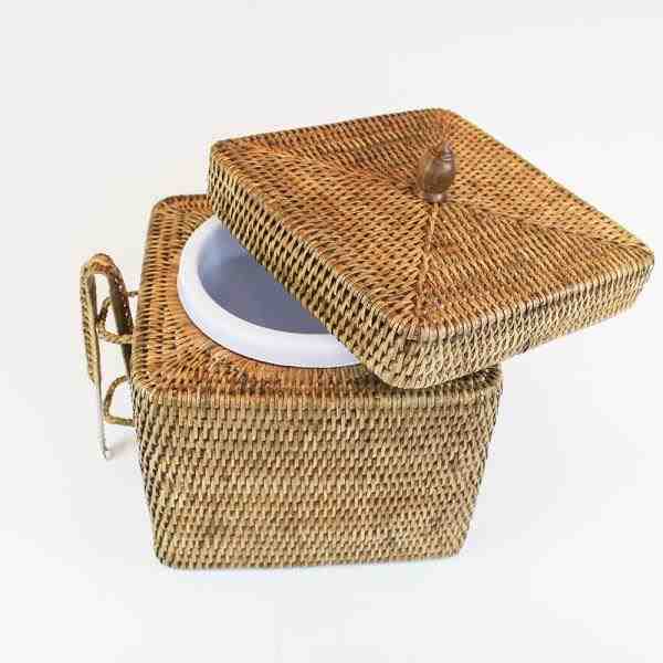 BALDE DE GELO EM RATTAN BAGAN QUADRADO 23X23X23 CM