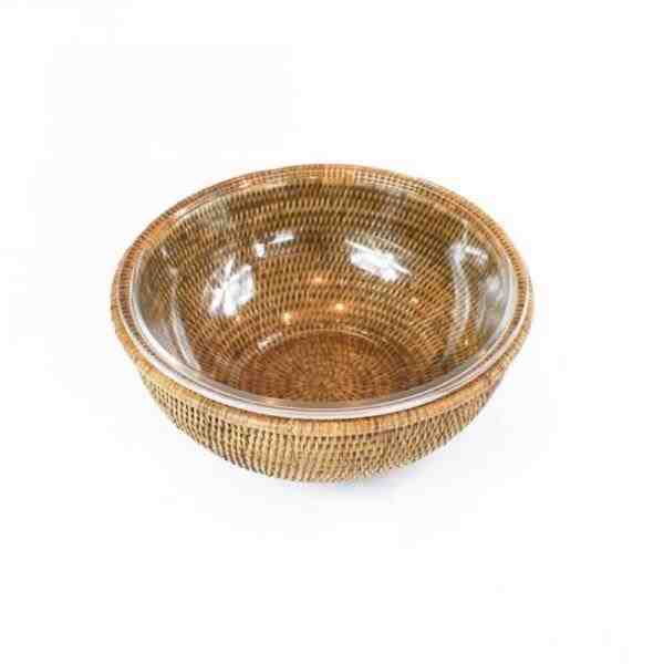 BOWL REFRATARIO 28CM COM SUPORTE EM RATTAN MAYA