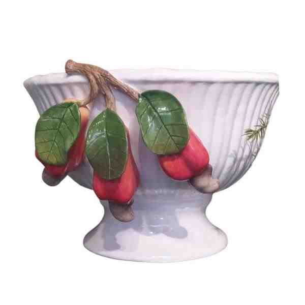 CACHEPOT COLONIAL C/ PÉ E ARRANJO DE CAJU