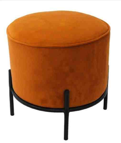 BANQUETA EM METAL C/ ESTOFADO LARANJA