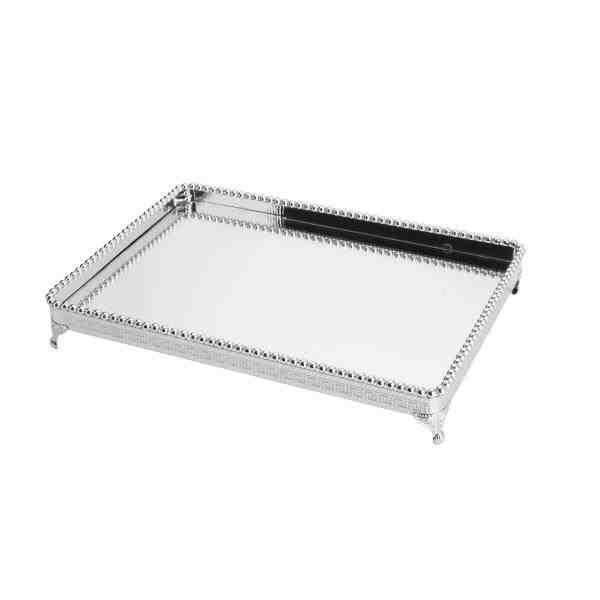 BANDEJA NIQUEL ZIGZAG PRATEADA 46X32X6CM