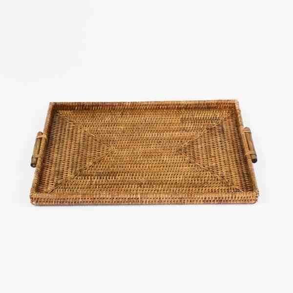 BANDEJA RATTAN KANTHAYA 43X31CM C/ ALCA MAD