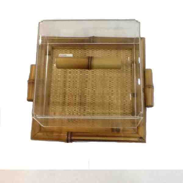 BANDEJA RETA BAMBU C/ VD E TAMPA ACRIL P