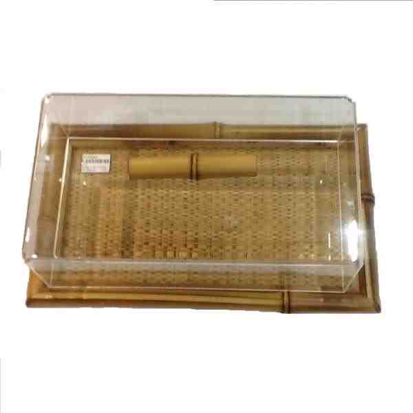 BANDEJA RETA BAMBU C/ VD E TAMPA ACRIL M