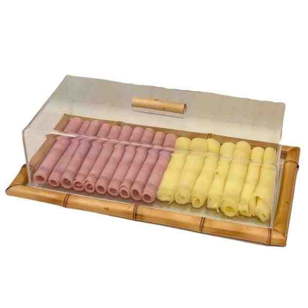 BANDEJA RETA BAMBU C/ VD E TAMPA ACRIL G