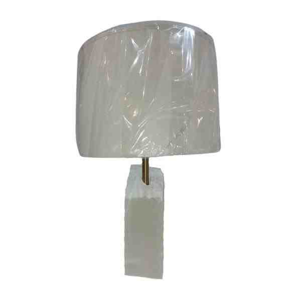 ABAJUR METAL C/ PEDRA DE MARMORE BRANCA