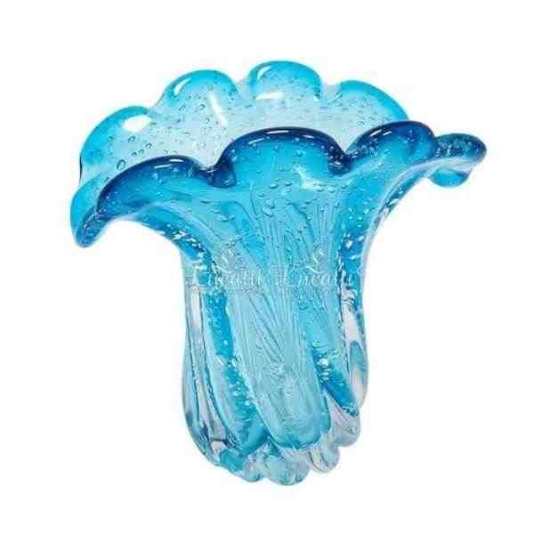 VASO DECOR EM VIDRO AZUL CLARO