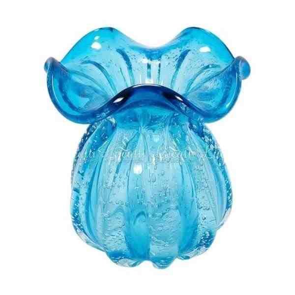 VASO DECOR EM VIDRO AZUL CLARO