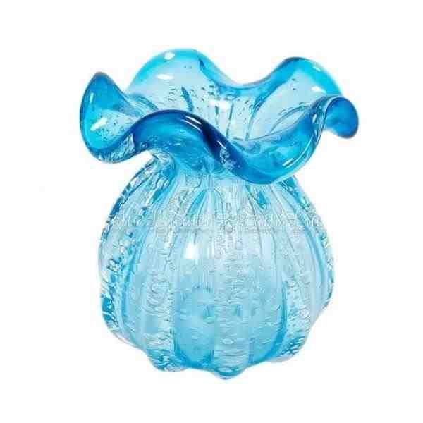 VASO DECOR EM VIDRO AZUL CLARO