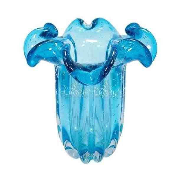 VASO DECOR VIDRO AZUL CLARO