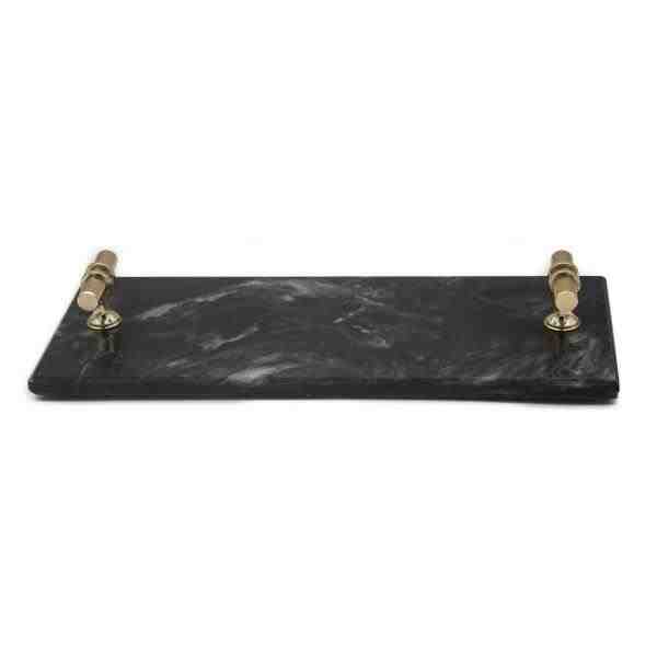 BANDEJA MARMORE CINZA E METAL