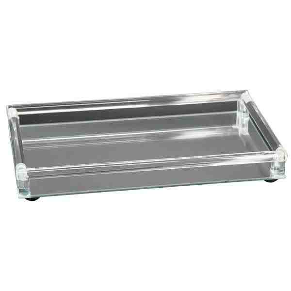 BANDEJA ESPELHADA PRATA 45X25X4,5CM