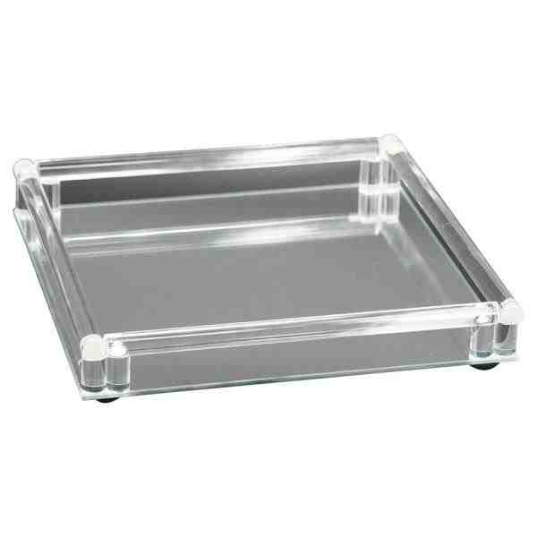 BANDEJA ESPELHADA PRATA 20X20X4,5CM