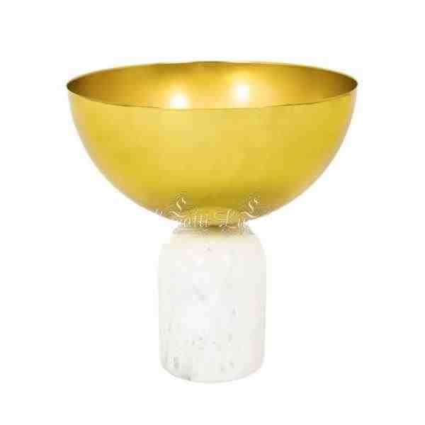 VASO MARM BRANCO E METAL G