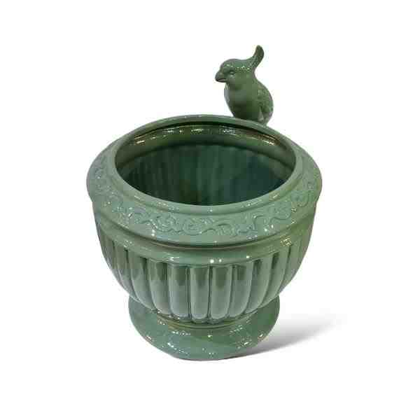 CACHEPOT CANELADO CACATUA VERDE