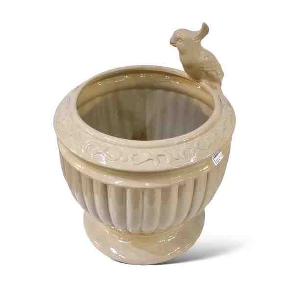 CACHEPOT CANELADO CACATUA BEGE