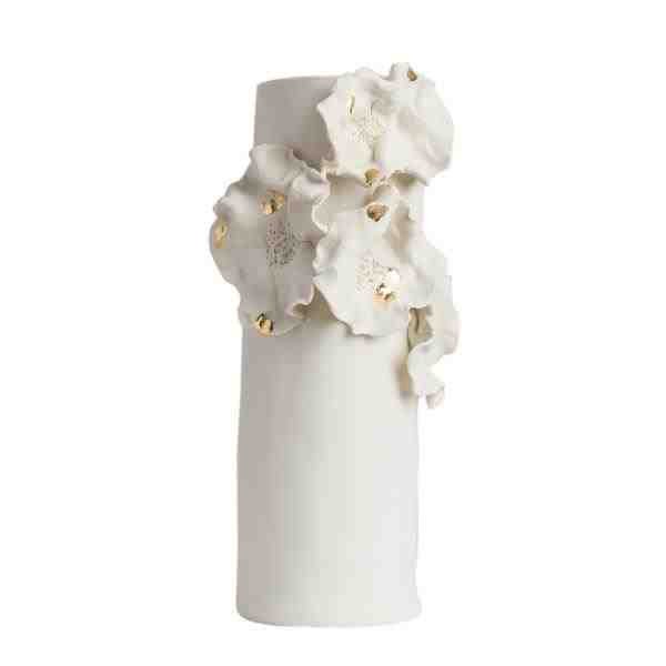 VASO G PORC COM FLORES  E OURO GIVERNY GOLD