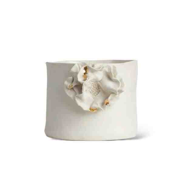 CACHEPOT P PORC COM FLORES  E OURO GIVERNY GOLD