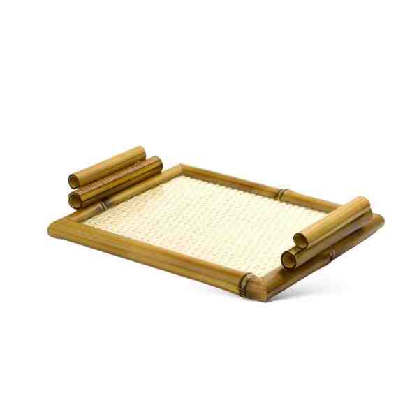 BANDEJA VIDRO C/ BAMBU EPALHA P