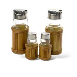 JG GALHETEIRO VIDRO BAMBU 4PCS