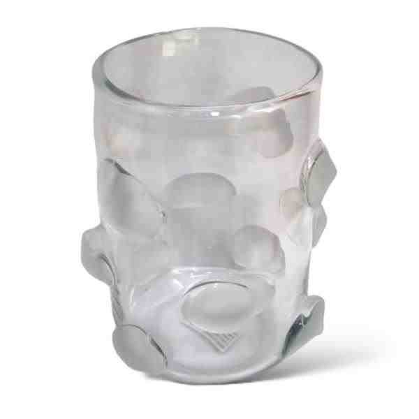 VASO EM VIDRO INCOLOR COM DETALHES FOSCO P